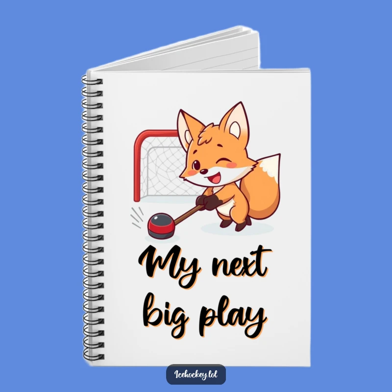 Funny Fox Hockey Notebook: Determined Shot Journal - Lined Pages - Great Funny Gift