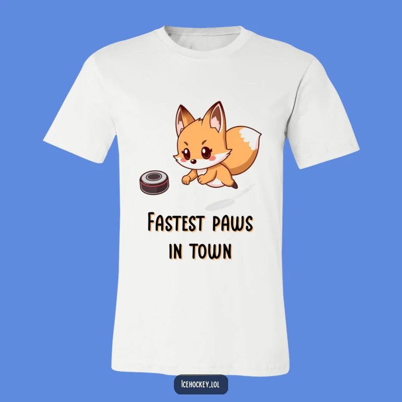 Funny Fox Hockey T-Shirt: Playful Arctic Fox Skates Fast - Your New Favorite Funny Tee