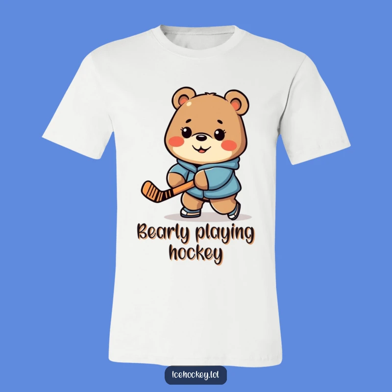 Funny Bear T-Shirt - Determined Hockey Stick-Handler Tee, Awesome Funny Gift