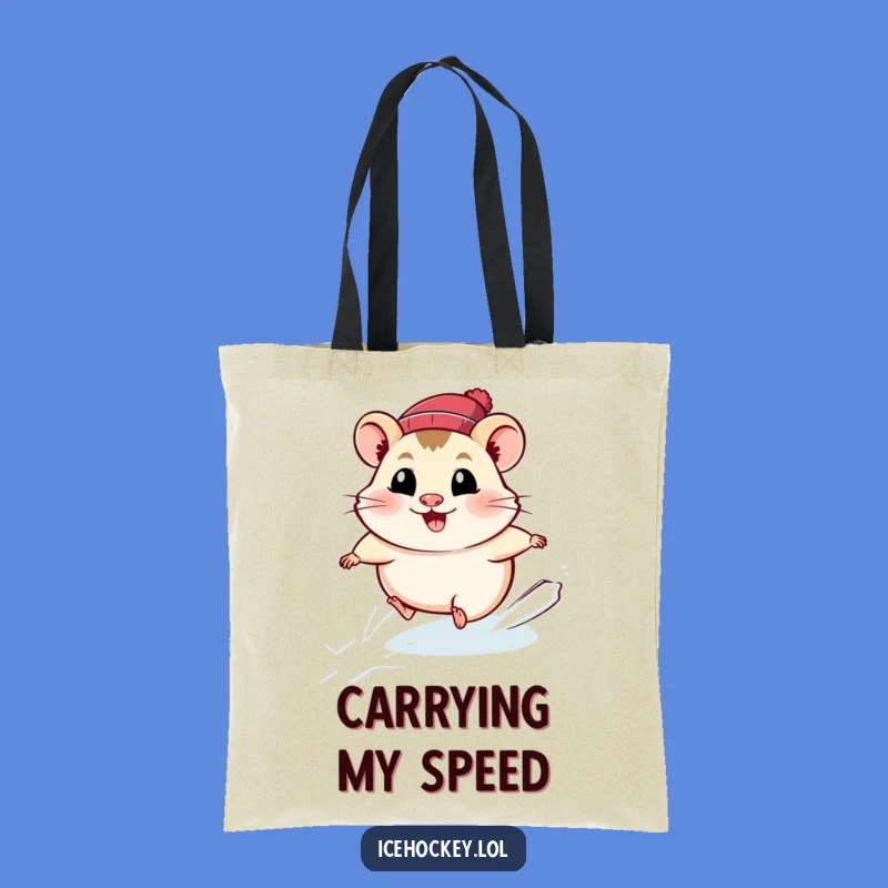 Funny Hamster Ice Skating Tote Bag: Carry Your Speed & Smiles