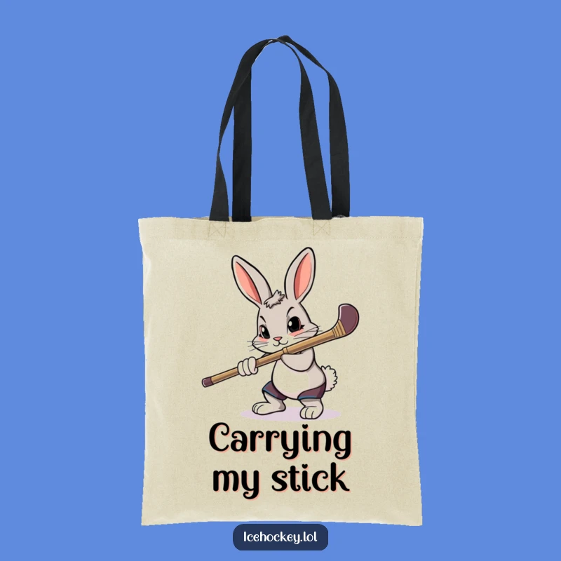 Funny Rabbit Tote Bag - Durable Hockey Carryall, Hilarious Funny Gift