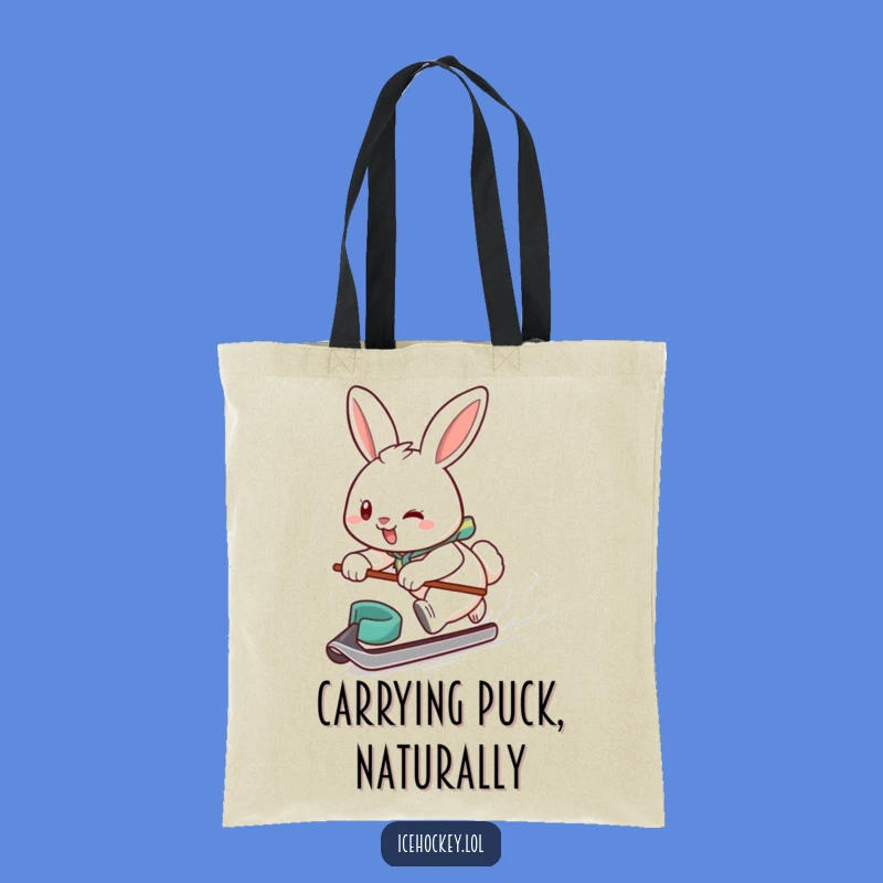 Funny Bunny Hockey Tote Bag - Carry Your Gear with a Smile!