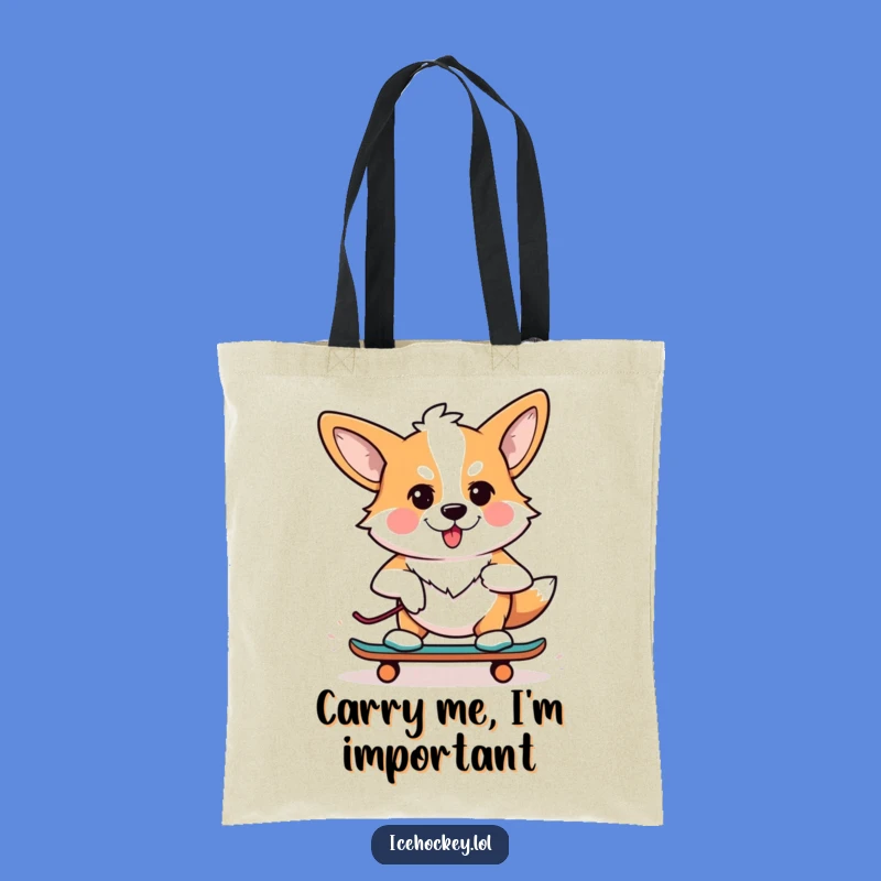 Funny Corgi Skater Tote Bag - Hilarious Accessory for Dog Lovers