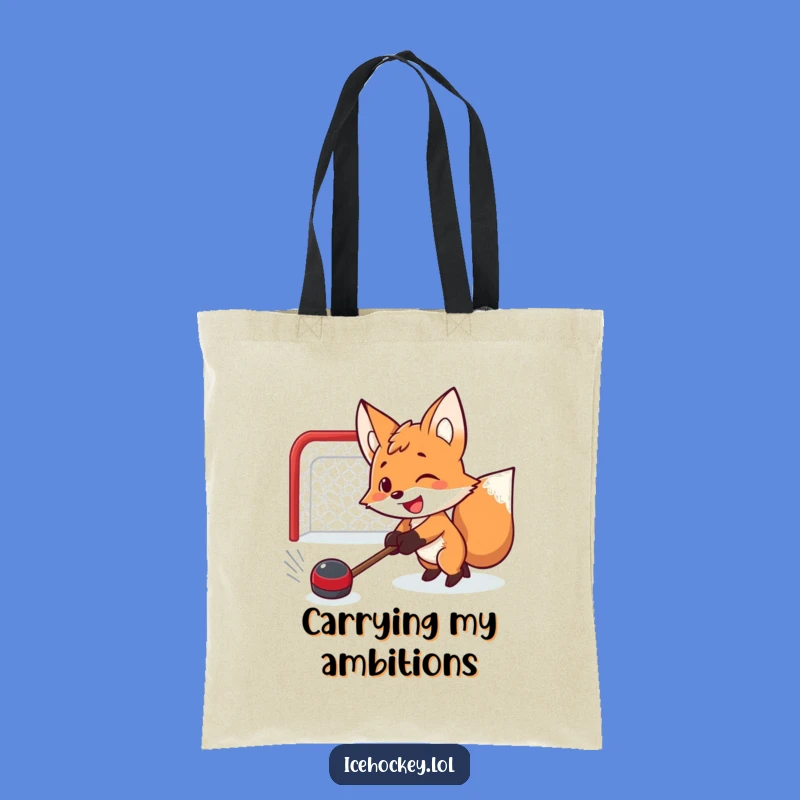 Funny Fox Hockey Tote Bag: Determined Goalie - Practical & Hilarious Funny Gift
