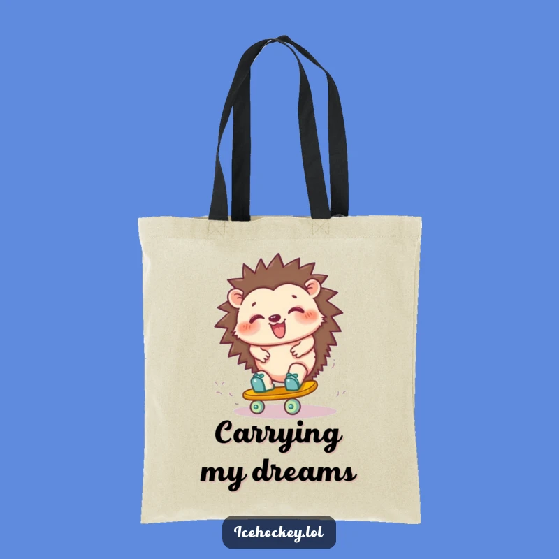 Funny Hedgehog Skate Turn Tote Bag: Carry Your Laughs in Style!