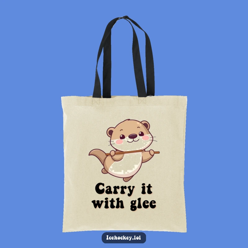 Funny Otter Hockey Tote Bag: Durable Otter Gliding, Ideal Funny Gift