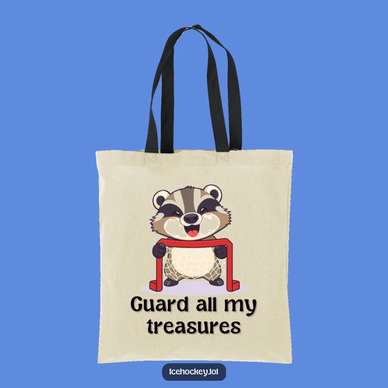 Funny Badger Hockey Tote Bag: Carry Your Gear with a Fierce Goalie - Great Funny Gift