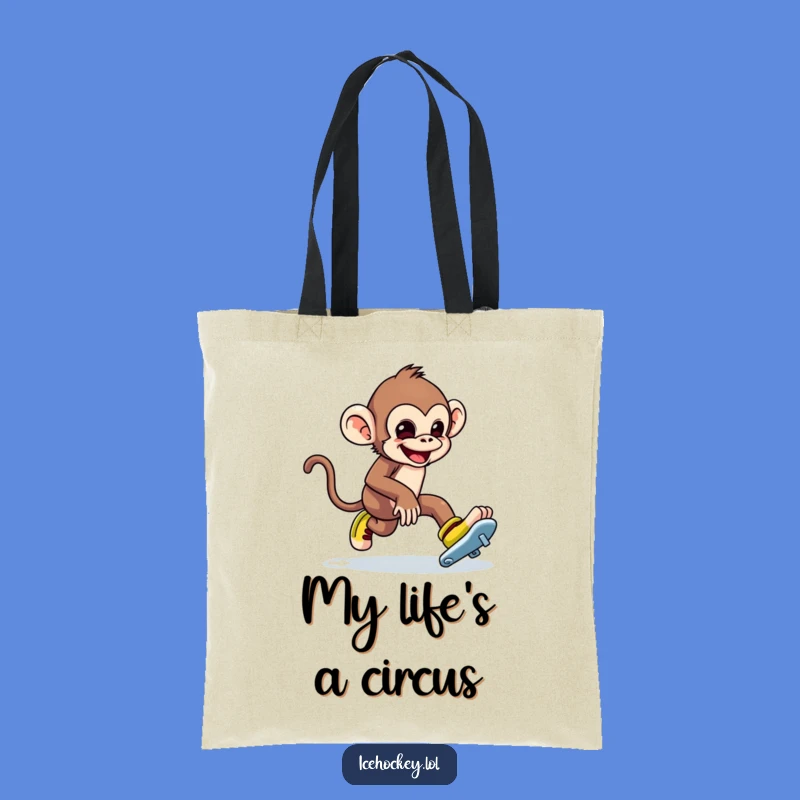 Funny Monkey Ice Skating Tote Bag: Carry Your Shenanigans with This Hilarious Accessory.